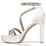 sandalias | sandalia de vestir de amor 60D4P0307 Naturalizer mujer tela blanca seda/piedras - Imagen 3