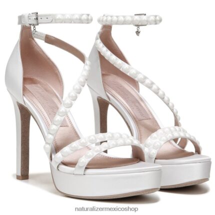 sandalias | sandalia de vestir de amor 60D4P0309 Naturalizer mujer tela blanca seda/perlas
