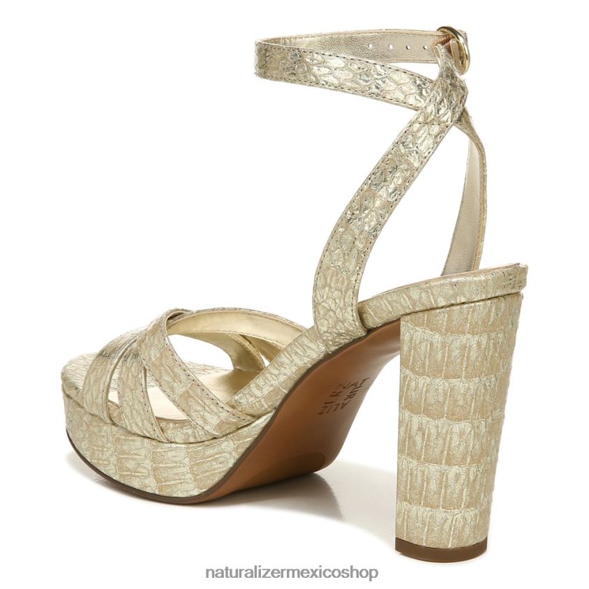 sandalias | sandalia de vestir mallory 60D4P0494 Naturalizer mujer piel de serpiente metalizada dorada