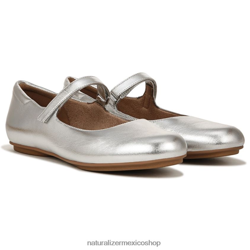 pisos | merceditas maxwell planas 60D4P049 Naturalizer mujer cuero plateado